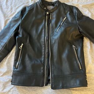 Zara men’s racer jacket Mens Sz large FAUX